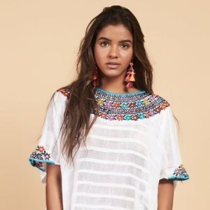 Santa Marguerite Woven Cotton Embroidered Top